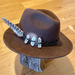 Hat Band Clear Quartz on Brown