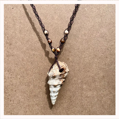 Shell & Australian Zebra Stone Necklace on Hemp