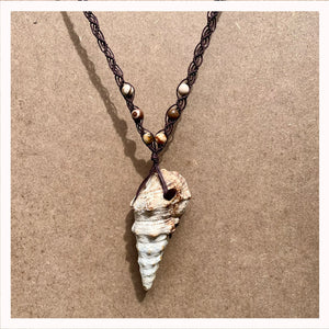 Shell & Australian Zebra Stone Necklace on Hemp