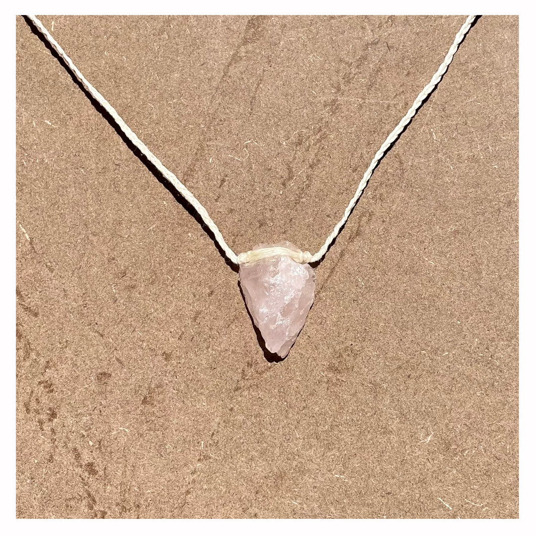 Rose Quartz Necklace on Hemp