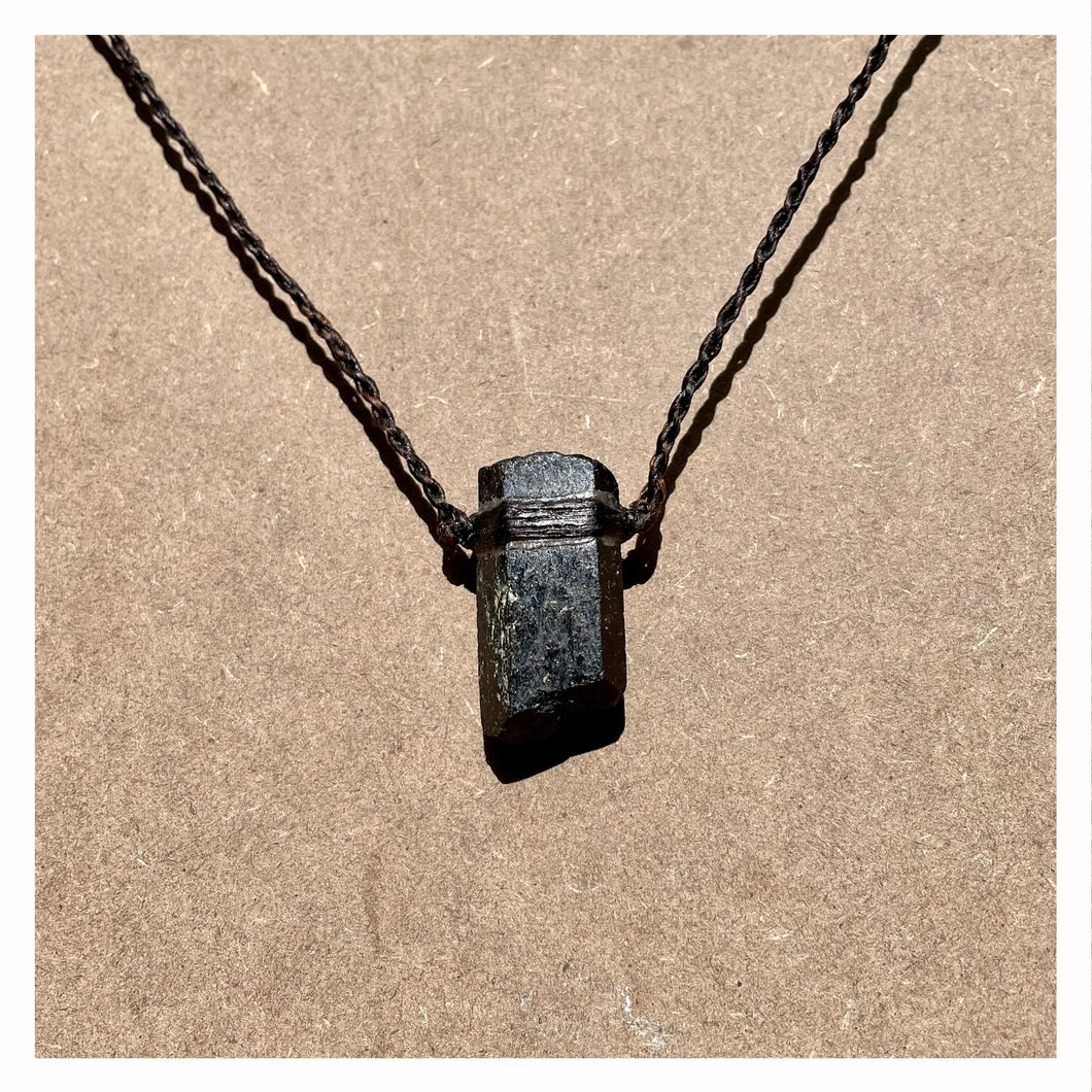 Black Tourmaline Necklace on Brown