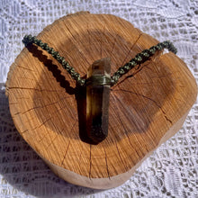 Load image into Gallery viewer, Smokey Quartz Necklace on Dark Green