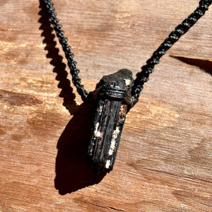 Black Tourmaline Necklace on Black