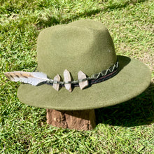 Load image into Gallery viewer, Hat Band Light Smokey Quartz on Dark Green