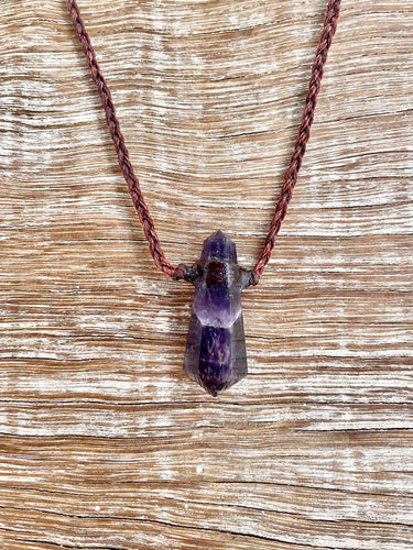 Amethyst Choker/Necklace on Brown