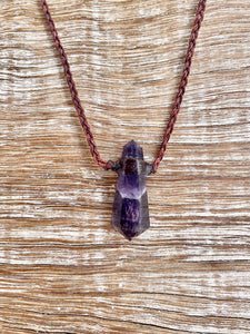 Amethyst Choker/Necklace on Brown