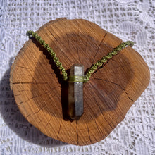 Load image into Gallery viewer, Smokey Quartz Necklace on Light Green