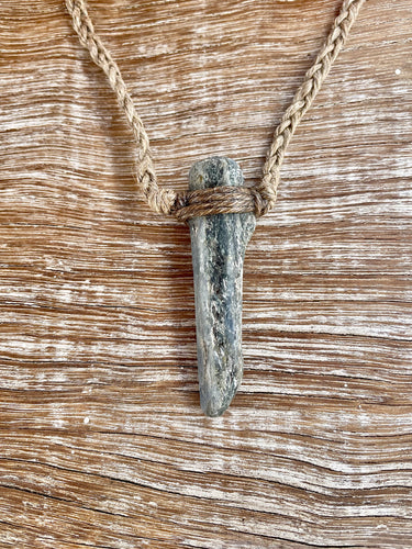 Green Kyanite Necklace on Hemp