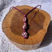 Load image into Gallery viewer, Pearl Trio Necklace on Purple