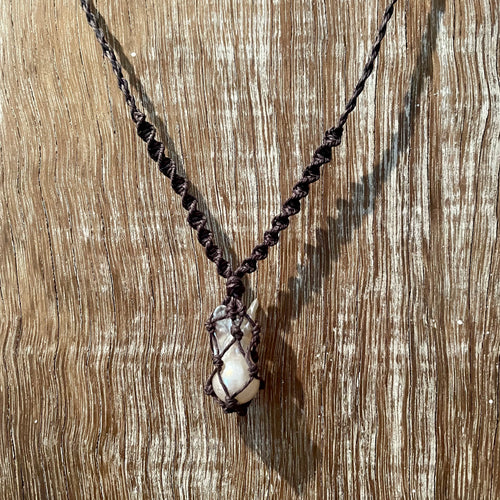 Pearl Necklace on Grey Hemp