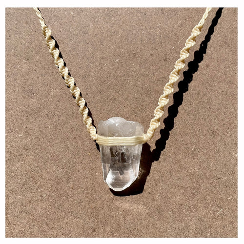 Clear Quartz Necklace on Cream Twist