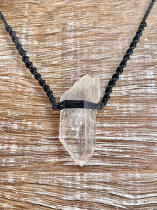 Clear Quartz Necklace on Black