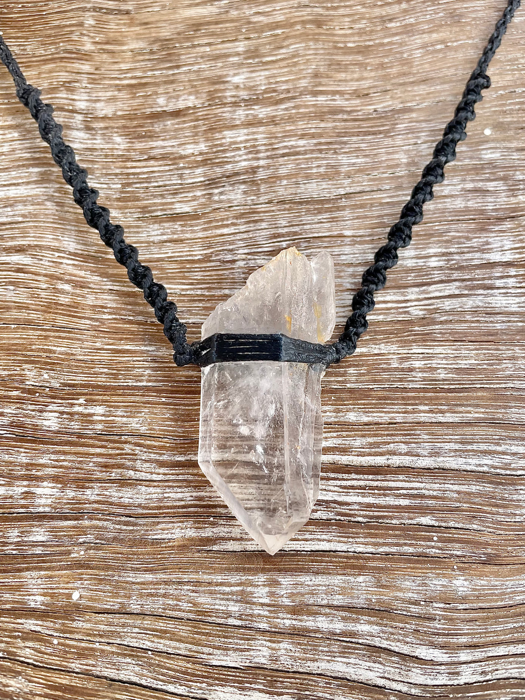 Clear Quartz Necklace on Black