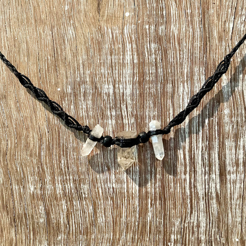 Clear Quartz Trio on Black Wave