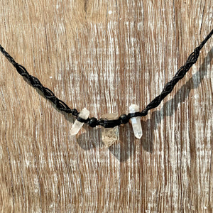 Clear Quartz Trio on Black Wave