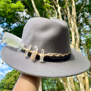 Hat Band Clear Quartz on Cream