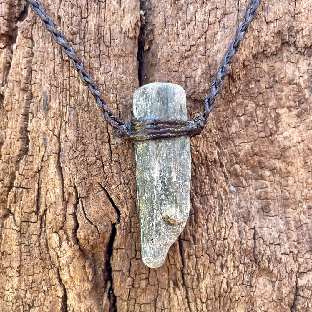 Kyanite Necklace on Brown