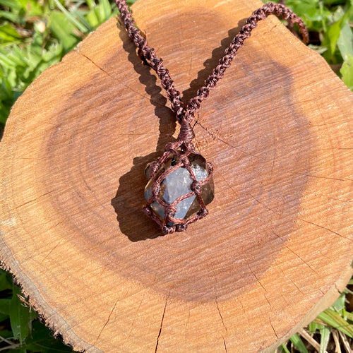 Smokey Quartz on Brown Twist Basket
