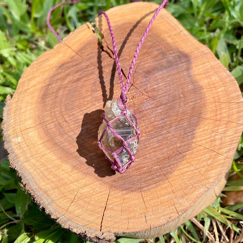 Smokey Quartz Necklace on Purple Basket