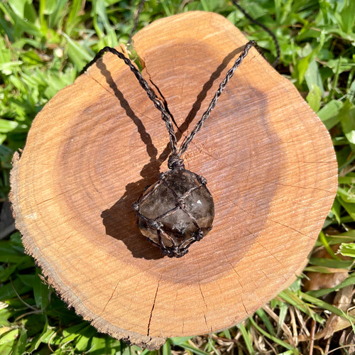 Smokey Quartz on Brown Basket