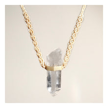 Load image into Gallery viewer, Clear Quartz Necklace on Cream Serpent