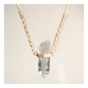 Clear Quartz Necklace on Cream Serpent