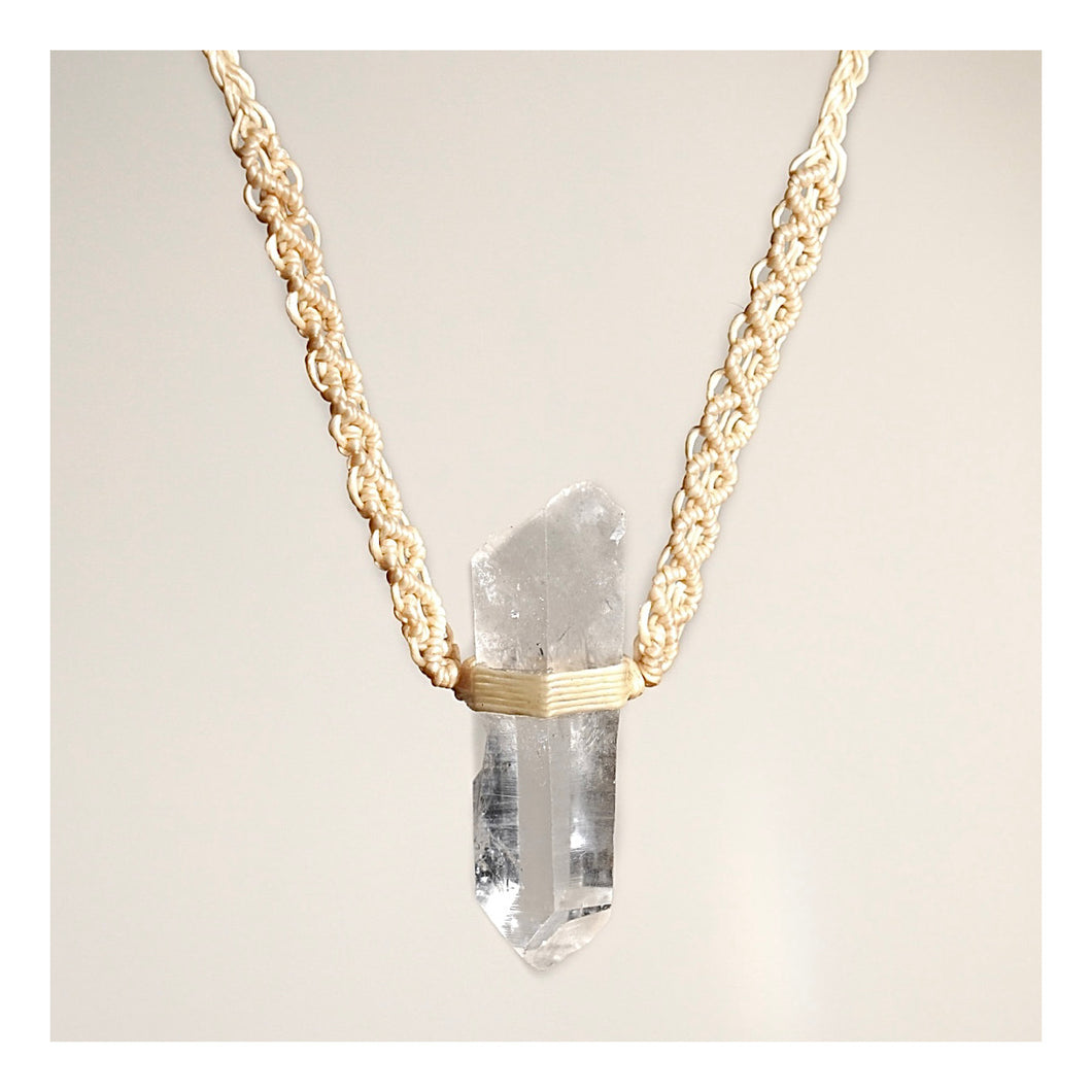 Clear Quartz Necklace on Cream Serpent