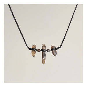 Smokey Quartz Trio Choker on Black