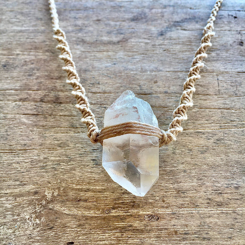 Clear Quartz Necklace on Hemp