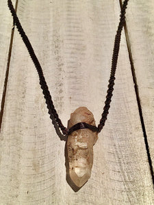 Clear Quartz Necklace (raw) on Brown