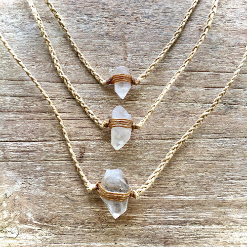 Clear Quartz Choker on Hemp