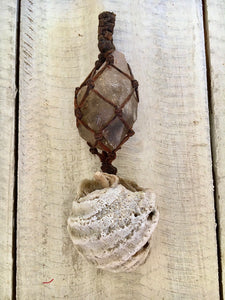 Key Chain Smokey Quartz & Shell