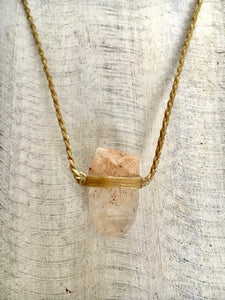 Clear Quartz Necklace/Choker on Straw