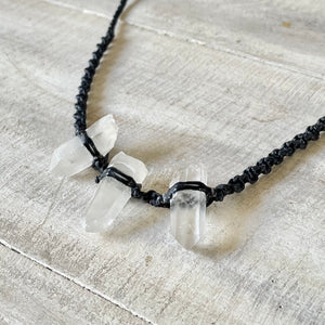 Clear Quartz Trio on Black Twist