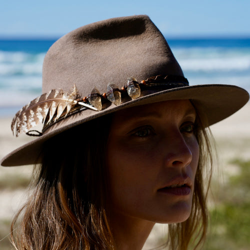 Hat Band Smokey Quartz on Brown