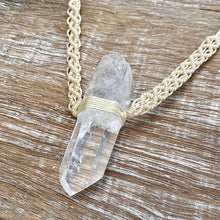 Load image into Gallery viewer, Clear Quartz Necklace on Cream Serpent