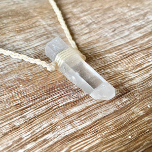 Clear Quartz Necklace on Cream