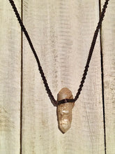 Load image into Gallery viewer, Clear Quartz Necklace (raw) on Brown