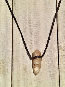 Clear Quartz Necklace (raw) on Brown