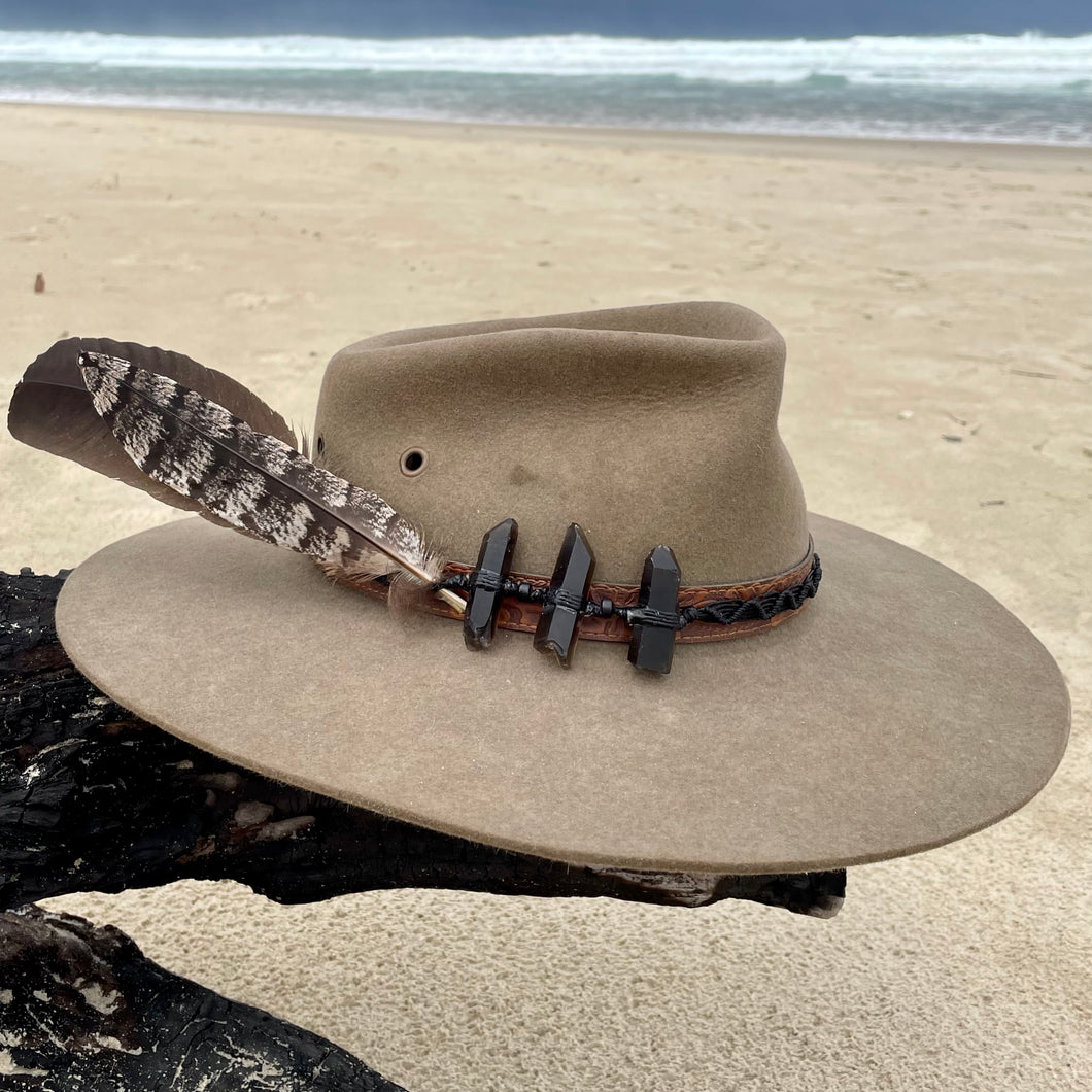 Hat Band Smokey Quartz on Black