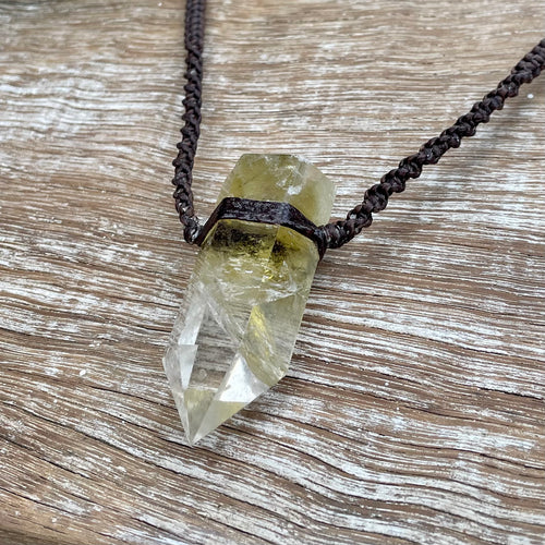 Citrine Point Necklace on Brown TFT