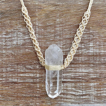 Load image into Gallery viewer, Clear Quartz Necklace on Cream Serpent