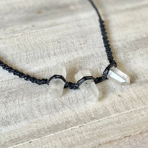 Clear Quartz Trio on Black Twist